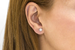 Diamond Cluster 18K White Gold Stud Earrings