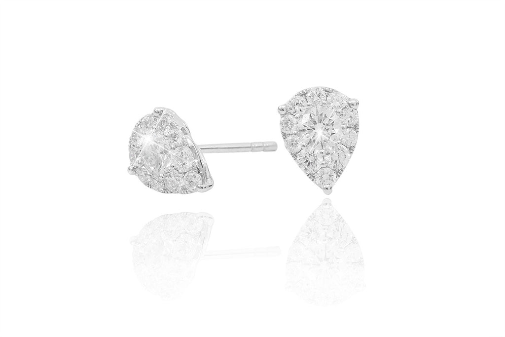 Pear Shaped Diamond 18K White Gold Earring - OUT OF STOCK