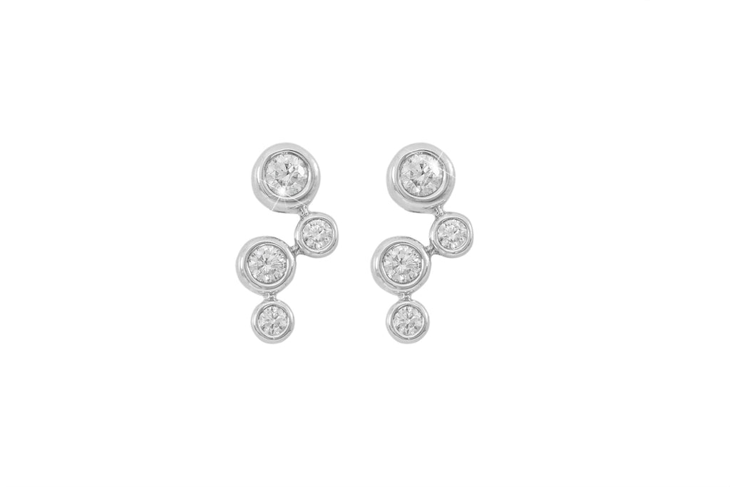 Multi Stone Diamond Donut 18K White Gold Earrings