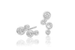 Multi Stone Diamond Donut 18K White Gold Earrings