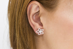 Diamond Flower 18K White Gold Earrings