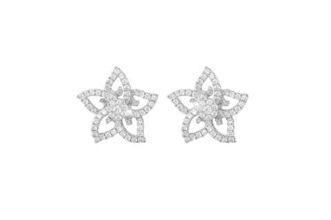 Diamond Flower 18K White Gold Earrings