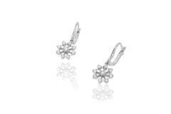 Diamond Snowflake 18K White Gold Dangly Earrings