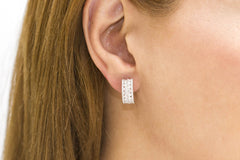 Filigree Diamond 18K White Gold Hoop Earrings