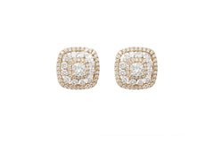Mullti Stone Diamond 18K Rose Gold Stud Earrings