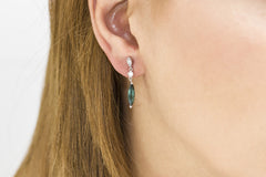 Tourmaline and Diamond 18K White Gold Dangly Earrings - OUT OF STOCK
