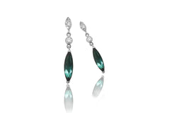 Tourmaline and Diamond 18K White Gold Dangly Earrings - OUT OF STOCK