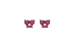Ruby and Diamond Butterfly 18K White Gold Stud Earrings