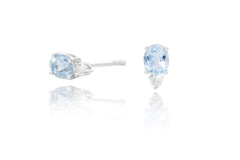 Aquamarine and Diamond 18K White Gold Stud Earrings - OUT OF STOCK