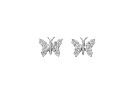 Diamond Butterfly 18K White Gold Stud Earrings