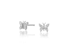 Diamond Butterfly 18K White Gold Stud Earrings