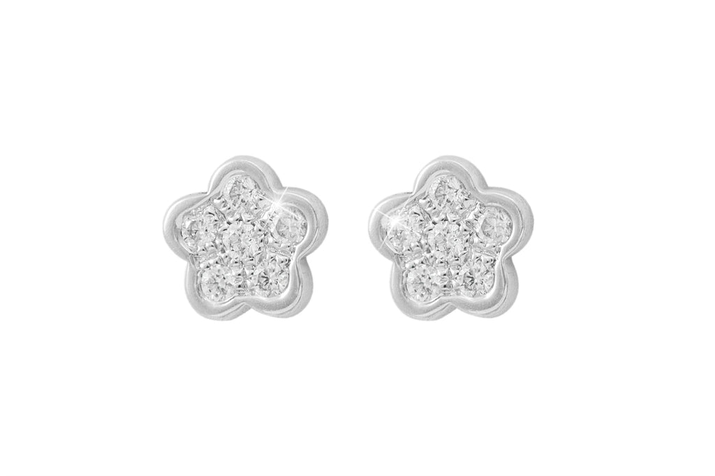 Diamond Illusion 18K White Gold Stud Earrings