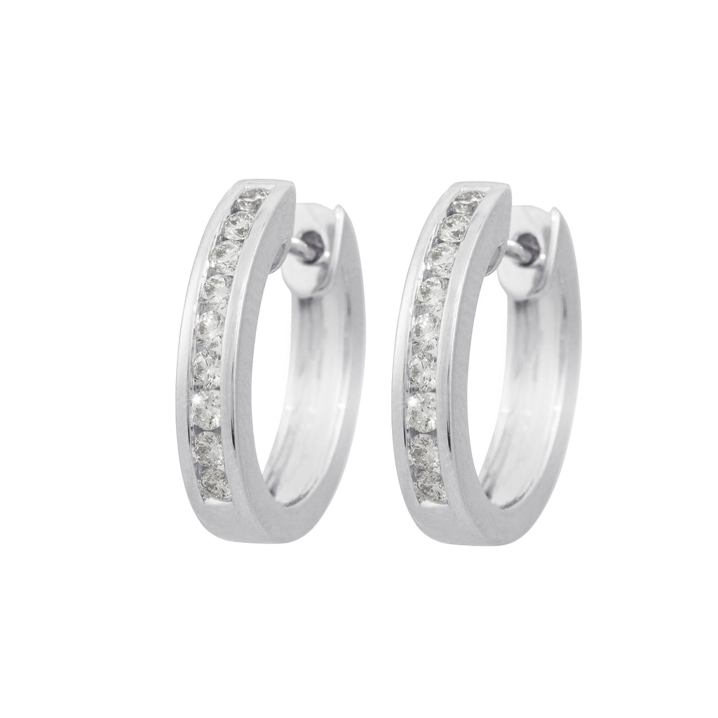 Channel Set Diamond Hoop Earrings