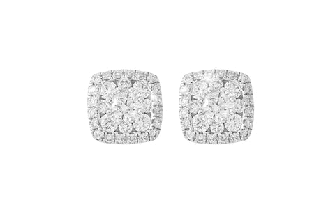 Diamond Illusion Set 18K White Gold Stud Earrings