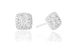 Diamond Illusion Set 18K White Gold Stud Earrings