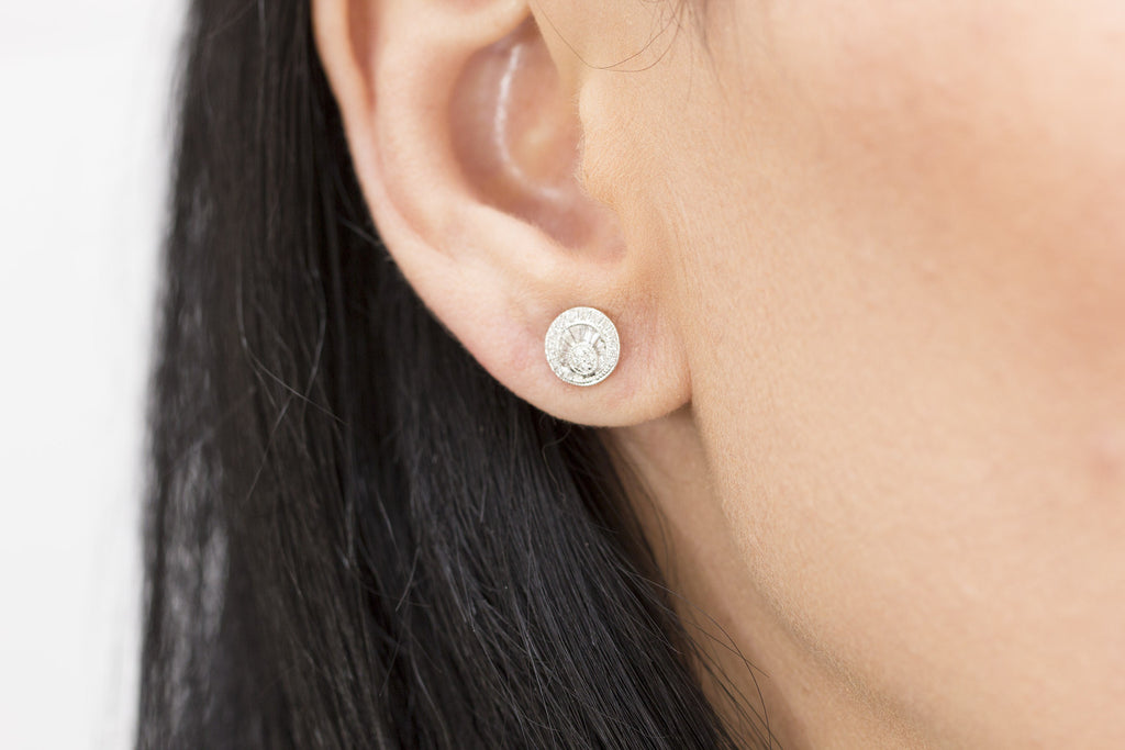Diamond Multicut 18K White Gold Stud Earrings