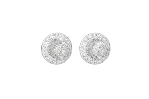 Diamond Multicut 18K White Gold Stud Earrings