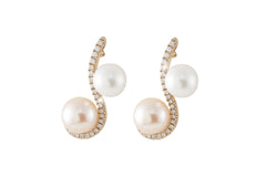 Pink & White Pearl and Diamond 18K Rose Gold Earrings