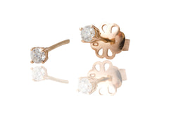 Round Brilliant Cut Diamond 18K  Rose Gold Stud Earrings