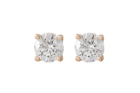 Round Brilliant Cut Diamond 18K  Rose Gold Stud Earrings