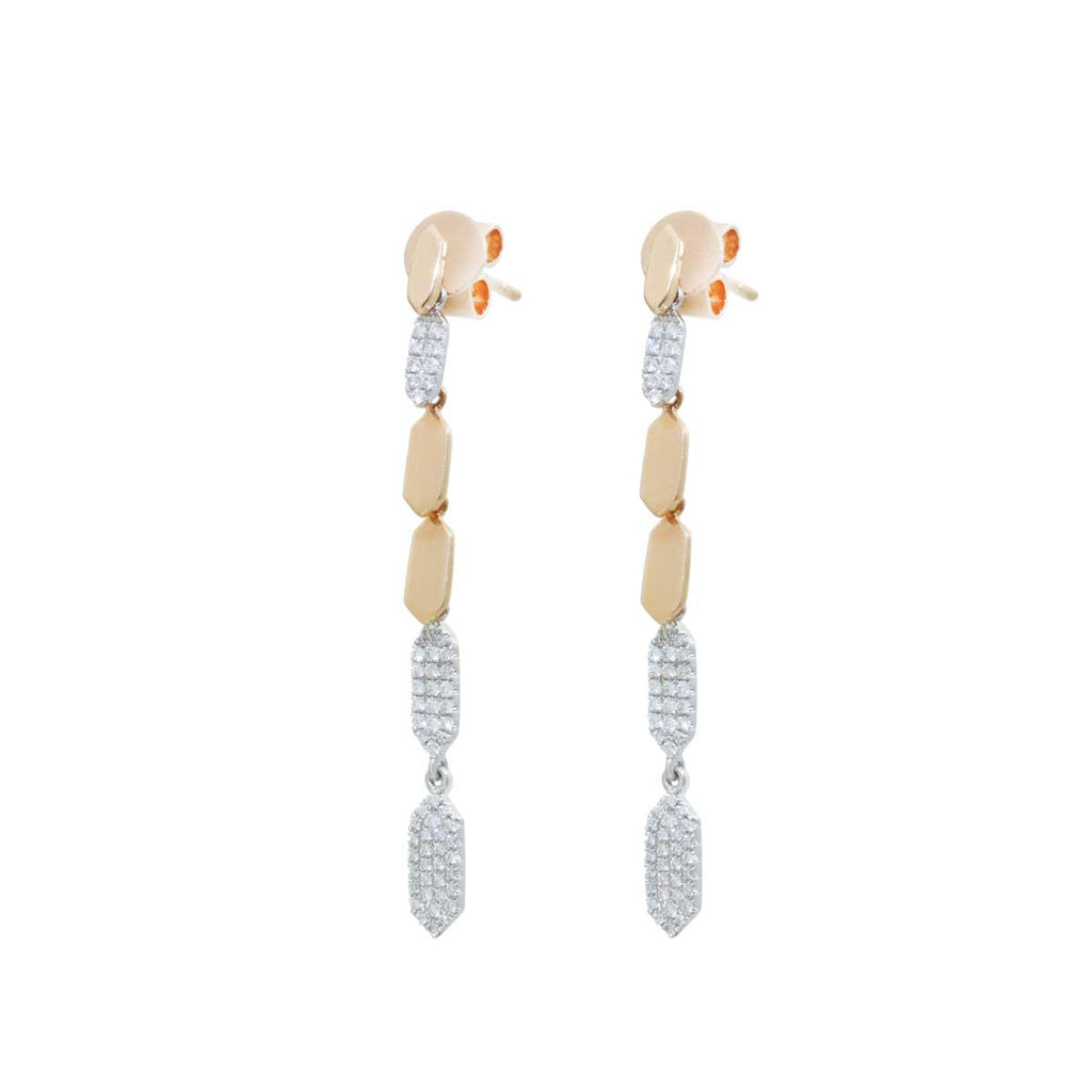 Rose Gold Dangly 18K Diamond Earrings