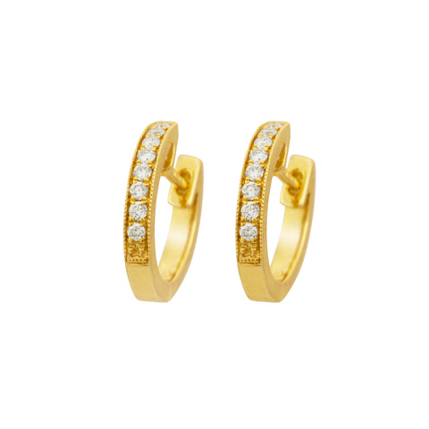 Diamond Hoop 18K Yellow Gold Earrings