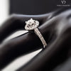 18k White Gold Diamond Halo Ring on a Diamond Shank