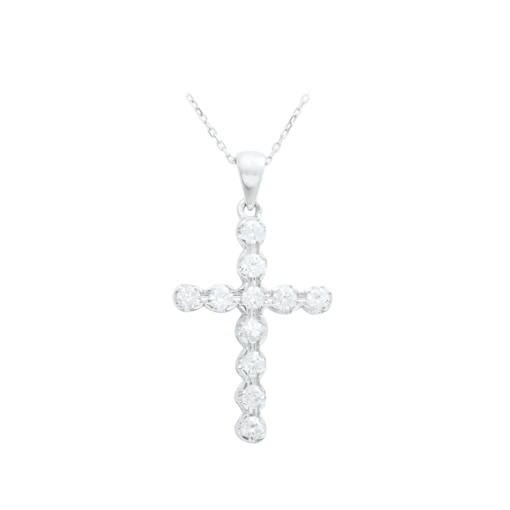 Cross 18K White Gold Diamond Necklace