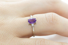 Amethyst and Diamond 18K White Gold Ring