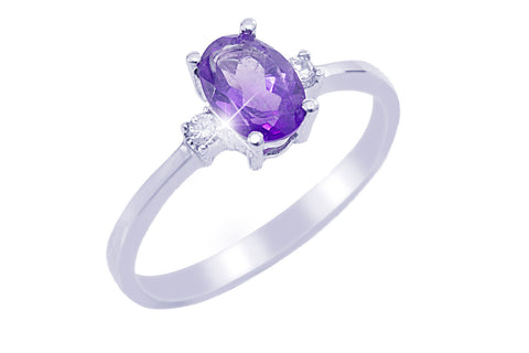 Amethyst and Diamond 18K White Gold Ring