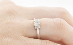 Emerald Cut Diamond Trilogy 18K White Gold Ring