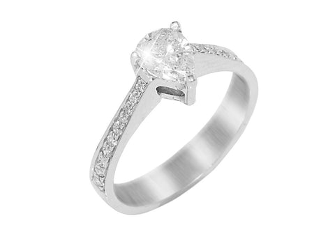 Pear Shaped Diamond 14K White Gold Ring
