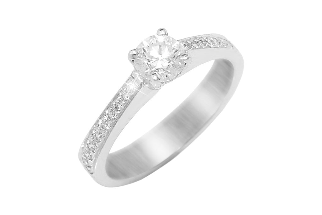 Round Cut Diamond 18K White Gold Ring - OUT OF STOCK