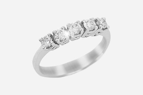 Five Stone Diamond 18K White Gold Ring