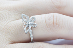 Butterfly Shaped Diamond 18K White Gold Ring