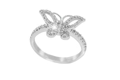 Butterfly Shaped Diamond 18K White Gold Ring
