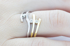 Bi Colour Four Strand 18K White & Yellow Gold Diamond Ring
