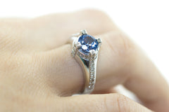 Blue Topaz and Diamond White Gold 18K White Gold Ring