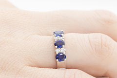 Blue Sapphire and Diamond 18K White Gold Ring