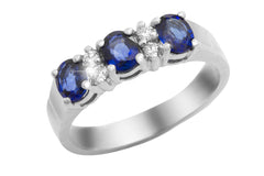 Blue Sapphire and Diamond 18K White Gold Ring