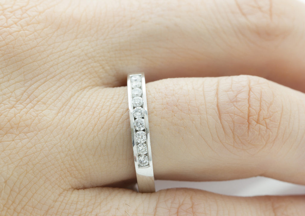 Channel Set Half Eternity Diamond 18K White Gold Ring - OUT OF STOCK
