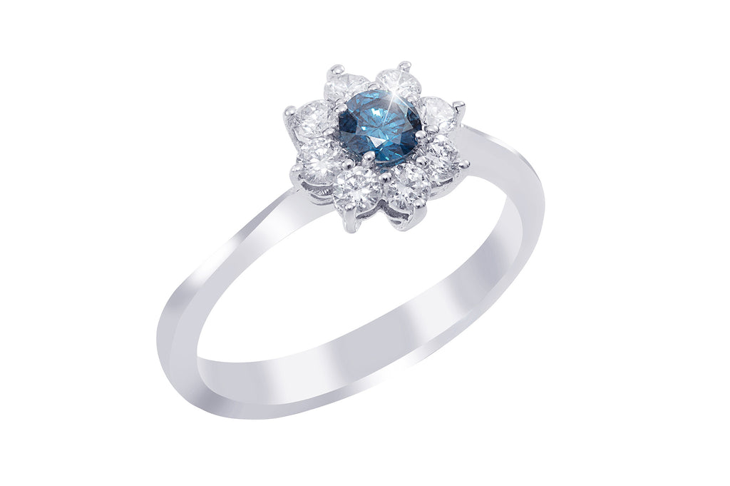 Diamond Cluster 18K White Gold Ring - OUT OF STOCK