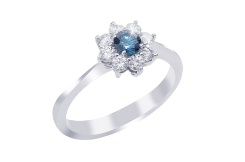 Diamond Cluster 18K White Gold Ring - OUT OF STOCK