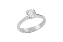 Round Brilliant Cut Diamond Solitaire 18K White Gold Engagement Ring - OUT OF STOCK
