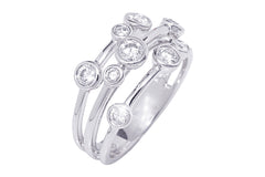 Three Roll Donut Diamond 18K White Gold Ring - OUT OF STOCK