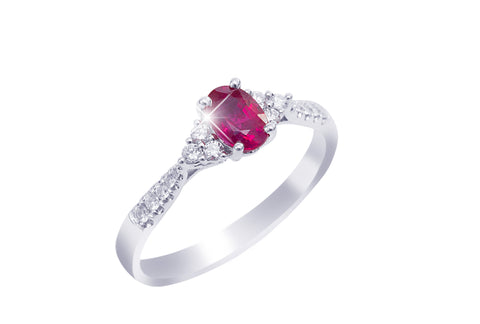 Ruby and Diamond 18K White Gold Ring - OUT OF STOCK