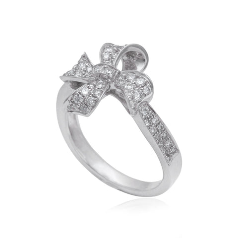 0.70 Carat Clover Design 18K White Gold Diamond Ring
