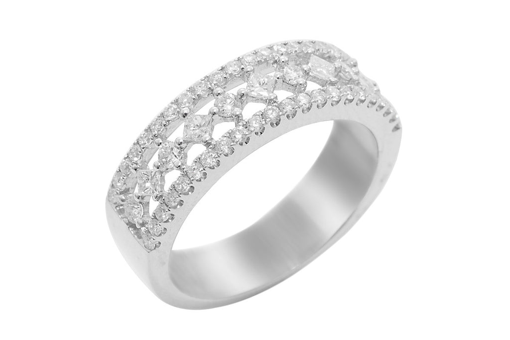 Filigree Diamond 18K White Gold Ring
