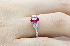 Ruby and Diamond Trilogy 18K White Gold Ring