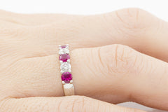 Five Stone Ruby and Diamond 18K White Gold Ring